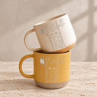 Personalized Engraved Pottery Mug For Couple, Wedding Gift, Custom Carved Initials In A Heart Tree Mug, Engagement Gifts, Newlywed Gift