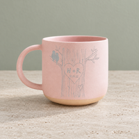 Personalized Engraved Pottery Mug For Couple, Wedding Gift, Custom Carved Initials In A Heart Tree Mug, Engagement Gifts, Newlywed Gift
