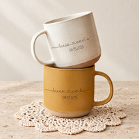 Personalized Engraved Couple Pottery Mug, Wedding Gift, Custom Names and Established Date Couple Mug, Engagement Gifts, Newlywed Gift