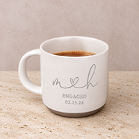 Personalised Engraved Engagement Pottery Mug, Custom Wedding Mugs, Engagement Gifts, Wedding Gifts for Couple, Bridal Shower Gifts