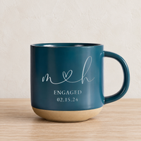 Personalised Engraved Engagement Pottery Mug, Custom Wedding Mugs, Engagement Gifts, Wedding Gifts for Couple, Bridal Shower Gifts