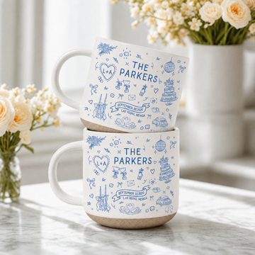 Wedding Gift, Personalized Bridal Ceramic Mug with Names, Date & Location, Married Coffee Cup for Mr and Mrs, Bride and Groom with Pet Mugs