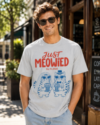 Just Meowied Cat Wedding Comfort T-Shirt, Personalized Wedding Date Shirt, Gift for Cat Loving Couples, Wedding Gift, Newlywed Gift, Anniversary Gift