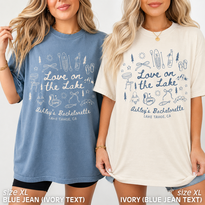 Custom Lake Bachelorette Party Shirts, Love on the Lake, Outdoorsy Bachelorette, Mountain Bridal Party, Camping Bachelorette, Comfort Colors