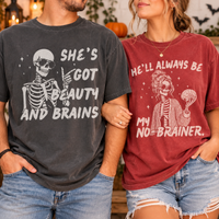Funny Couples Skeleton Comfort Colors Shirts – Halloween Couple Gift
