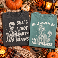 Funny Couples Skeleton Comfort Colors Shirts – Halloween Couple Gift