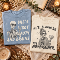 Funny Couples Skeleton Comfort Colors Shirts – Halloween Couple Gift