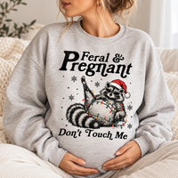 Feral & Pregnant Raccoon Sweatshirt – Christmas Mom To Be Gift