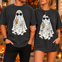 Personalized Ghost Spiderweb Comfort Colors Shirts – Halloween Couple Gift