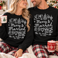 Custom Merry & Married Sweatshirt & Hoodie – First Christmas Newlywed Gift
