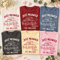 Custom Just Meowied Comfort Colors Shirts – Newlywed Cat Couple Gift