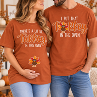 Turkey In The Oven Comfort Colors Shirts – Thanksgiving Pregnancy Couple Gift