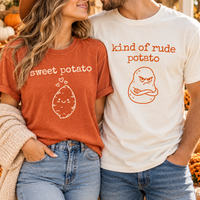 Sweet Potato & Rude Potato Comfort Colors Shirts – Thanksgiving Couple Gift