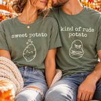 Sweet Potato & Rude Potato Comfort Colors Shirts – Thanksgiving Couple Gift