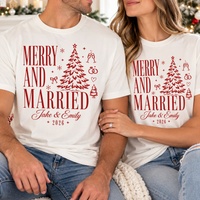 Custom Merry And Married Comfort Colors Shirts – First Christmas Couple Gift
