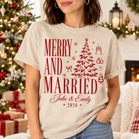 Custom Merry And Married Comfort Colors Shirts – First Christmas Couple Gift