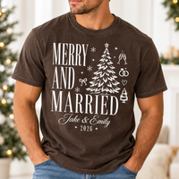 Custom Merry And Married Comfort Colors Shirts – First Christmas Couple Gift