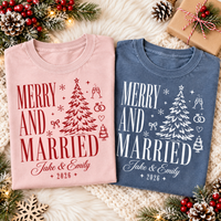 Custom Merry And Married Comfort Colors Shirts – First Christmas Couple Gift