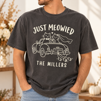 Custom Just Meowied Comfort Colors Shirts – Newlywed Cat Couple Gift
