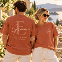 Personalized Bride & Groom Monogram Comfort Colors Shirts – Wedding Gift