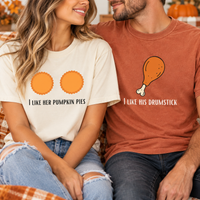 Pumpkin Pies & Drumstick Comfort Colors Shirts – Thanksgiving Couple Gift