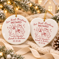 Personalized First Christmas Meowied Ceramic Ornament – Newlywed Couple Gift