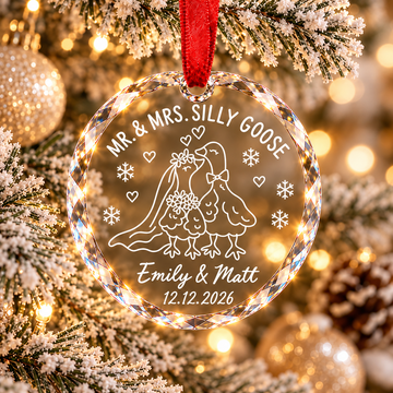 Personalized First Christmas Married Silly Goose Ornament – Newlywed Couple Gift