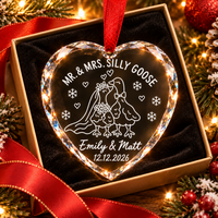 Personalized First Christmas Married Silly Goose Ornament – Newlywed Couple Gift