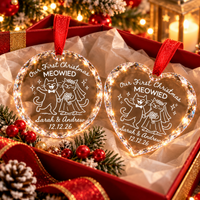 Personalized First Christmas Meowied Glass Ornament – Newlywed Couple Gift