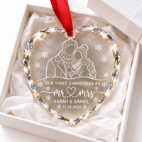 Personalized Photo First Christmas Married Glass Ornament – Mr & Mrs Wedding Gift
