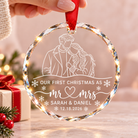 Personalized Photo First Christmas Married Glass Ornament – Mr & Mrs Wedding Gift