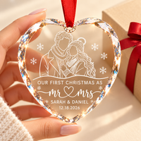 Personalized Photo First Christmas Married Glass Ornament – Mr & Mrs Wedding Gift
