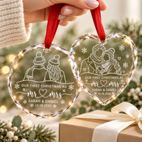 Personalized Photo First Christmas Married Glass Ornament – Mr & Mrs Wedding Gift