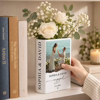 Personalized Photo Ceramic Book Vase – Engagement Gift For Couple
