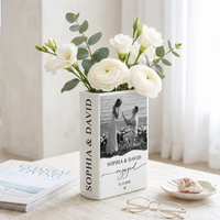 Personalized Photo Ceramic Book Vase – Engagement Gift For Couple