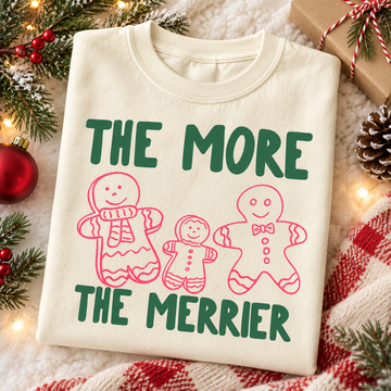 The More The Merrier Gingerbread Comfort Colors Shirt – Christmas Pregnancy Reveal