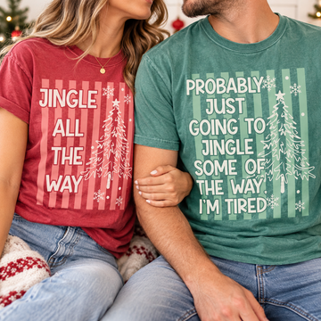 Matching Christmas Couple Comfort Colors Shirts – Funny Holiday Couple Gift