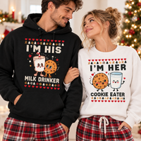 Funny Milk Drinker & Cookie Eater Christmas Sweatshirt & Hoodie - Matching Couple Gift