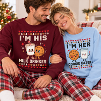 Funny Milk Drinker & Cookie Eater Christmas Sweatshirt & Hoodie - Matching Couple Gift