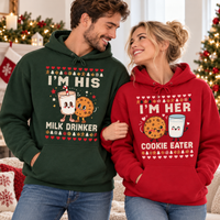Funny Milk Drinker & Cookie Eater Christmas Sweatshirt & Hoodie - Matching Couple Gift