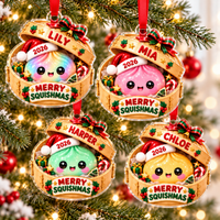 Personalized Glitter Dumpling Christmas Ornament – Custom Name & Year Squishy Gift For Kids