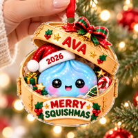 Personalized Glitter Dumpling Christmas Ornament – Custom Name & Year Squishy Gift For Kids
