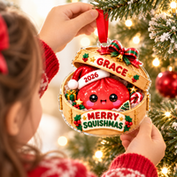 Personalized Glitter Dumpling Christmas Ornament – Custom Name & Year Squishy Gift For Kids