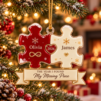 Personalized Missing Piece Couple Ornament – First Christmas Gift