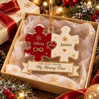 Personalized Missing Piece Couple Ornament – First Christmas Gift