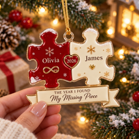 Personalized Missing Piece Couple Ornament – First Christmas Gift