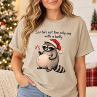 Santa Belly Raccoon Comfort Colors Shirt – Funny Christmas Pregnancy Gift