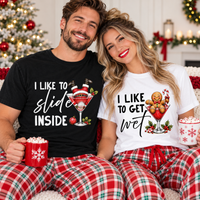 Funny Christmas Couple Comfort Colors Shirts – Ride on Top Couple Matching T-Shirt