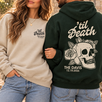 Custom Til Death Sweatshirt & Hoodie, Gothic Newlywed Couple Sweater, Skeleton Bride Groom Wedding Gift