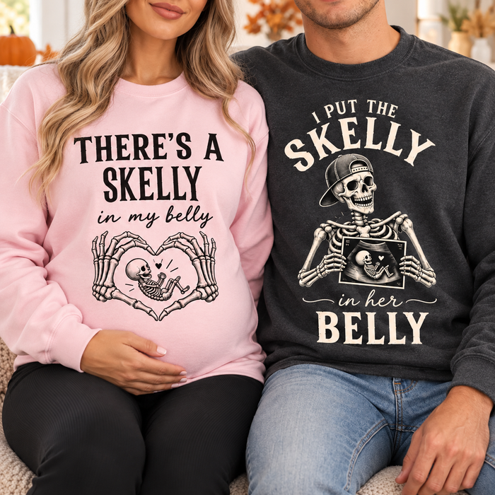 Matching Skelly in My Belly Hoodie & Sweatshirt – Pregnancy Announcement